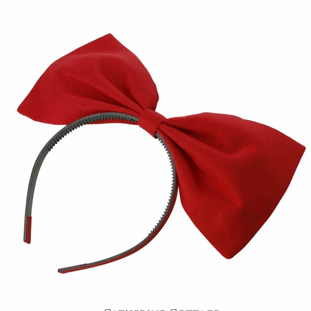 超吸睛蝴蝶結緞帶髮箍-紅