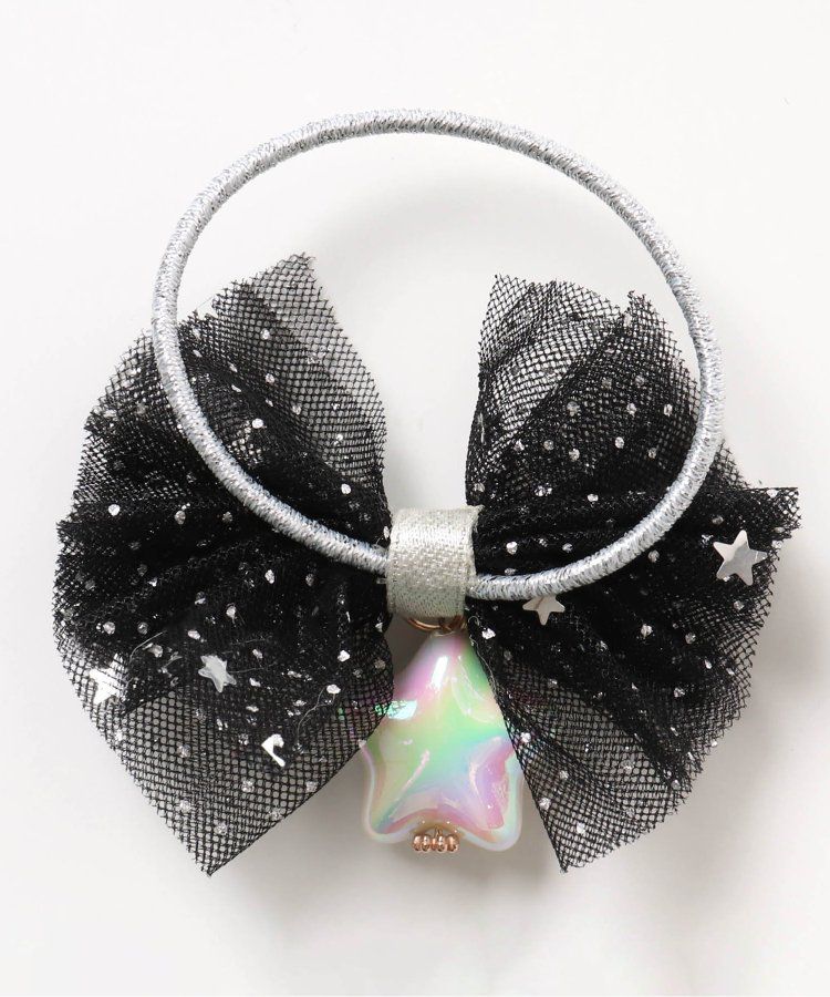 日本 apres les cours - 閃耀星星薄紗蝴蝶結髮圈-白 (F)