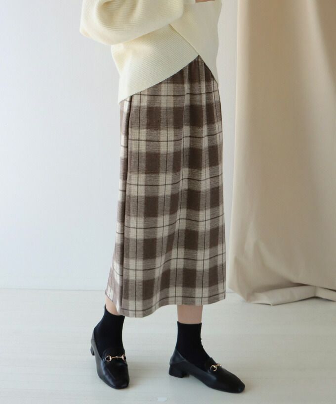 日本 BLUE EAST - 氣質修身學院風長裙-格紋-黑