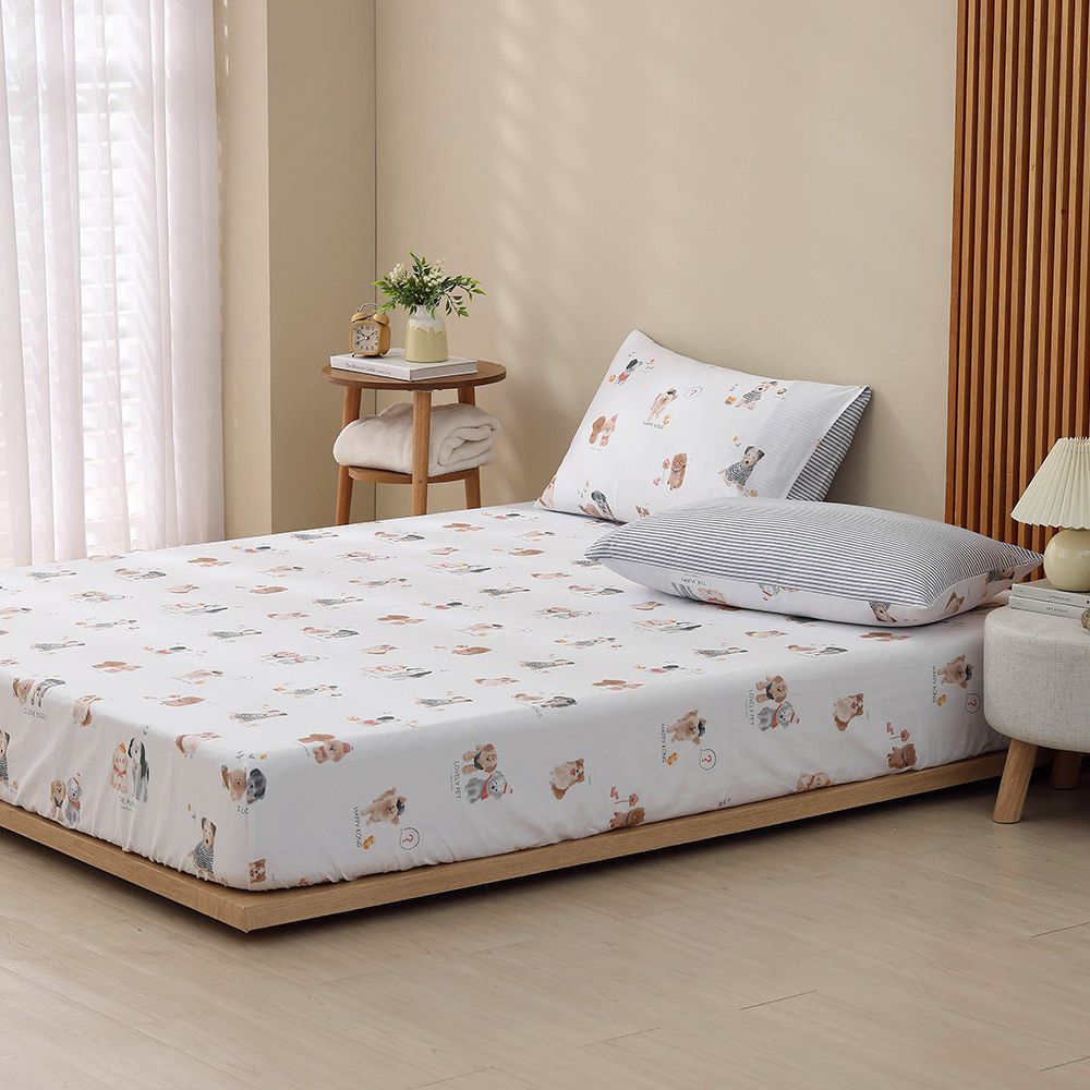 雙人加大床包枕套組 100%精梳棉 純棉-哈皮