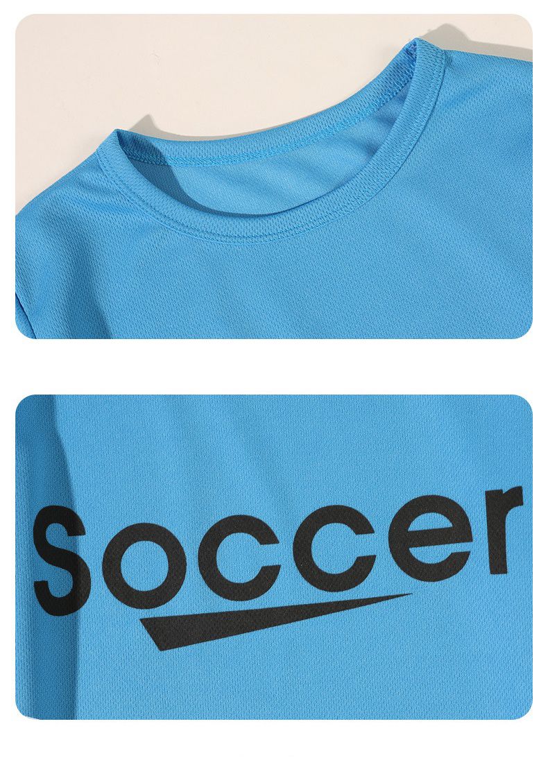 兒童速乾網眼短袖運動套裝-Soccer-紅色