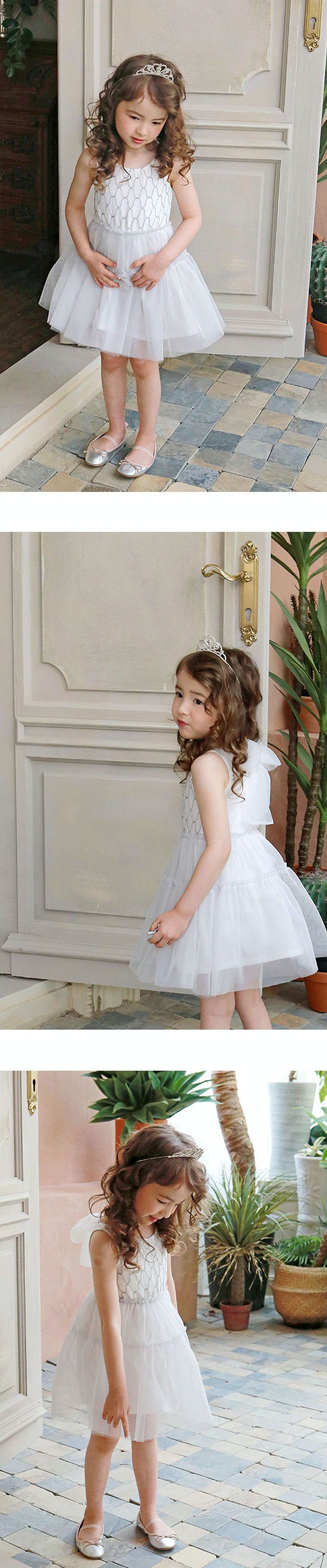 韓國 PuellaFLO - (剩7號)後背大蝴蝶結網紗洋裝-象牙白