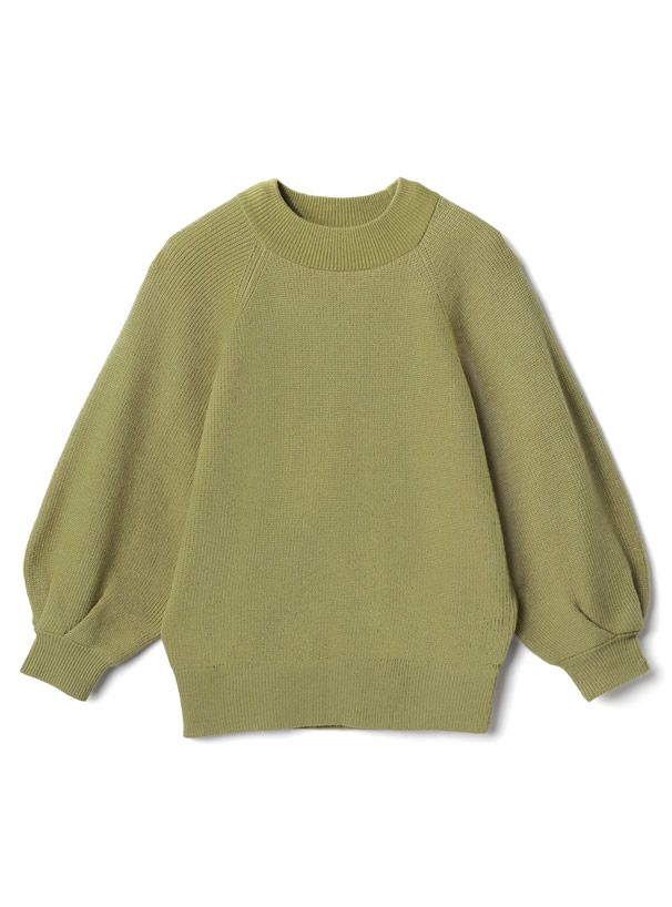 日本 GRL - 小高圓領七分袖薄款針織上衣-灰杏