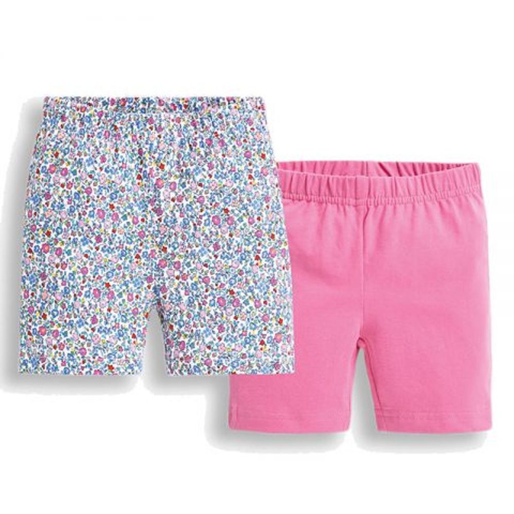英國 JoJo Maman BeBe - 超優質嬰幼兒/兒童100% 純棉鬆緊帶短褲2入組-粉色碎花