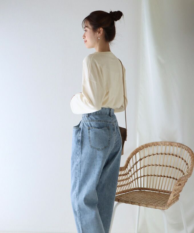 日本 BLUE EAST - 百搭落肩休閒長袖上衣-條紋-軍綠