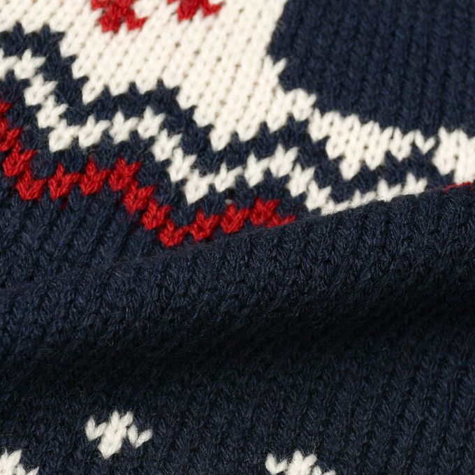 akachan honpo - 針織休閒上衣-小熊-深藍色