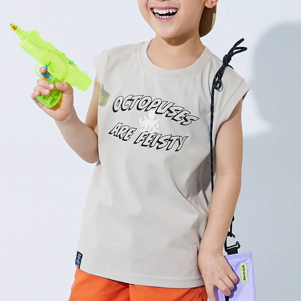 接觸涼感 抗UV變色背心上衣(神戶水族館聯名）-章魚-灰杏