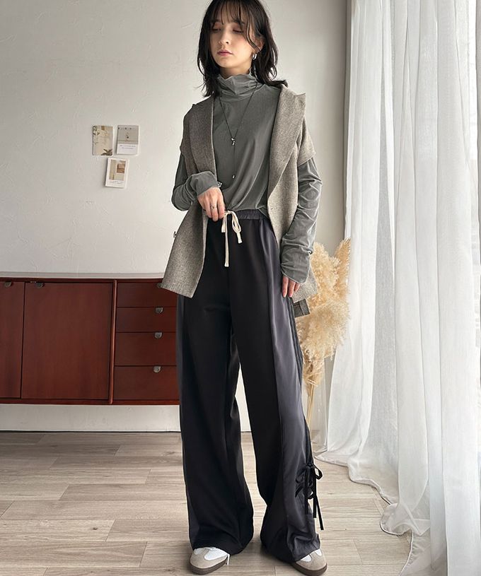 日本 Classical Elf - 微光澤木耳高領層次穿搭薄上衣-灰