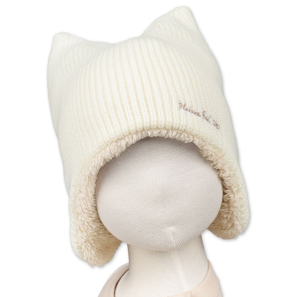 小耳朵冬帽 內裡刷毛-米白色