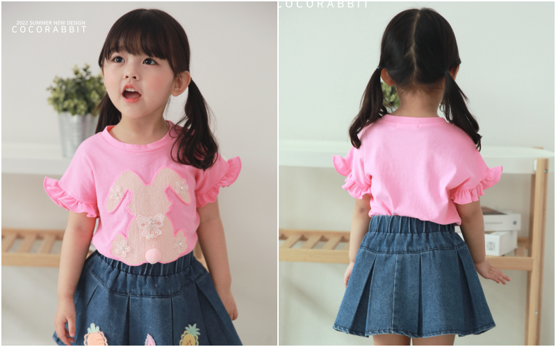 韓國 Coco rabbit - 立體尾巴蝴蝶結花花兔耳朵上衣-紫