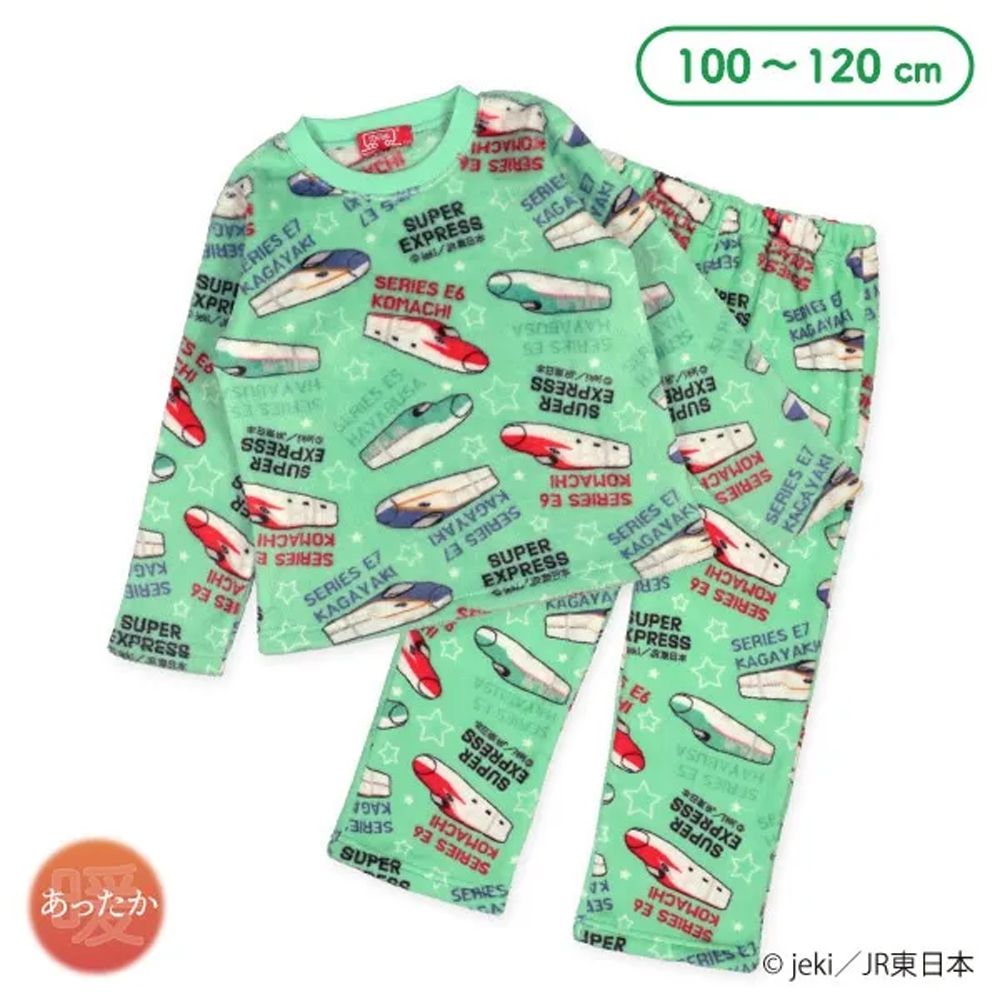聯名款 絨毛保暖長袖家居服/睡衣-新幹線-綠