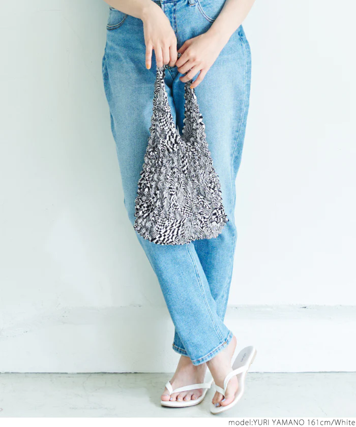 日本 COCA - 泡泡皺褶伸縮容量環保袋-手提/肩背款-暗夜海洋