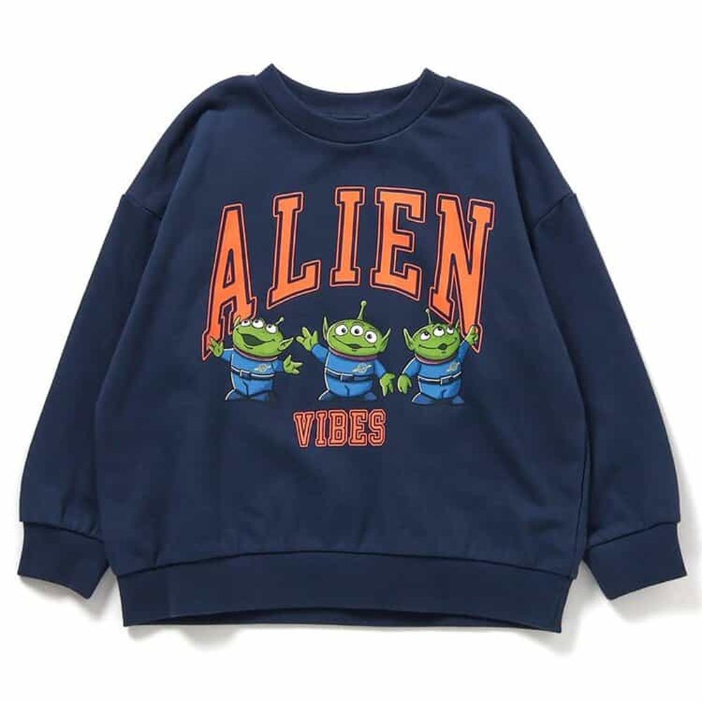 限量聯名 印花縮口長袖上衣-迪士尼卡通-三眼怪-海軍藍