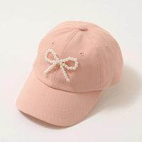 日本 Lycee mine - 甜美珍珠蝴蝶結棒球帽-粉 (54cm)