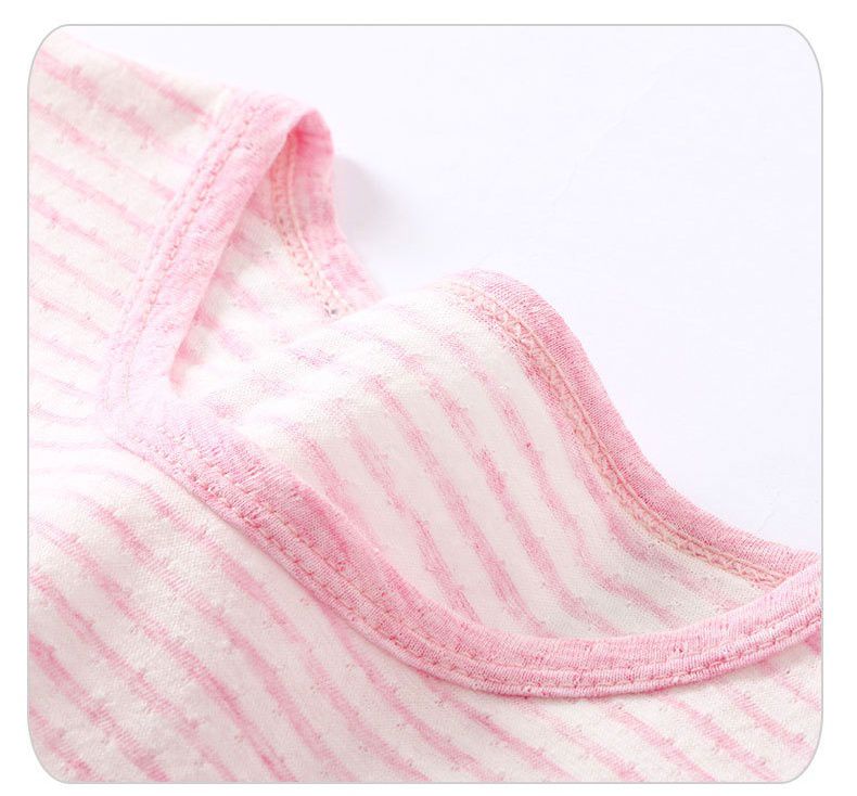 MAMDADKIDS - 純棉短袖套裝/家居服-條紋上衣-粉色