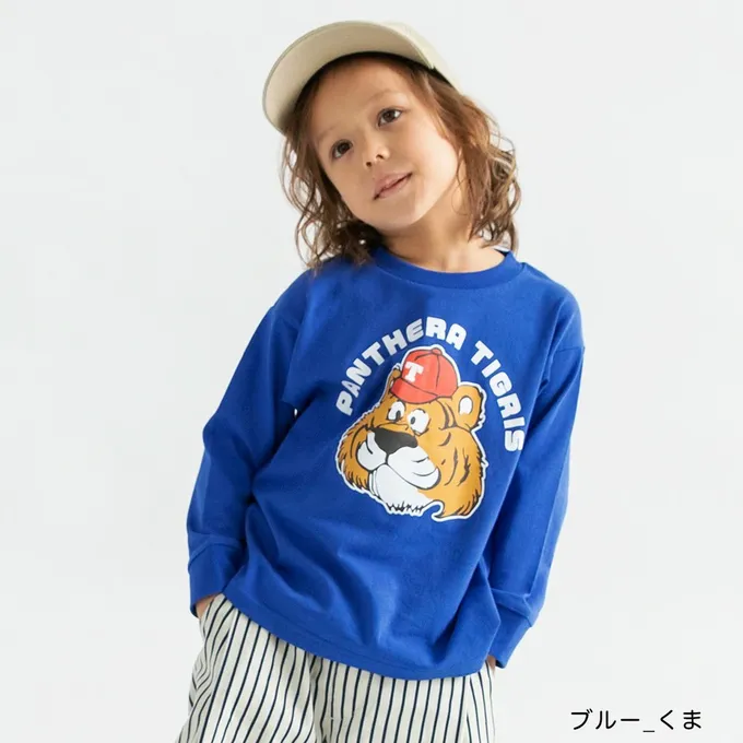 日本 BRANSHES - 100%棉 美式印花薄長袖上衣-兔子送披薩-黑