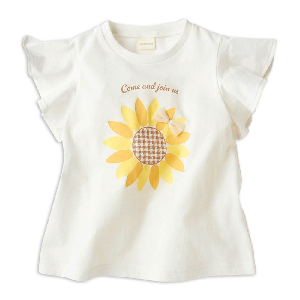 短袖T恤-立體造型-米白色