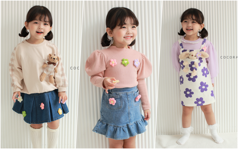 韓國 Coco rabbit - 熊熊娃娃蝴蝶結袖套裝-粉紅