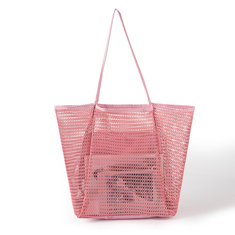 百搭休閒大容量沙灘包/游泳包-粉紅色 (35×17×38cm)