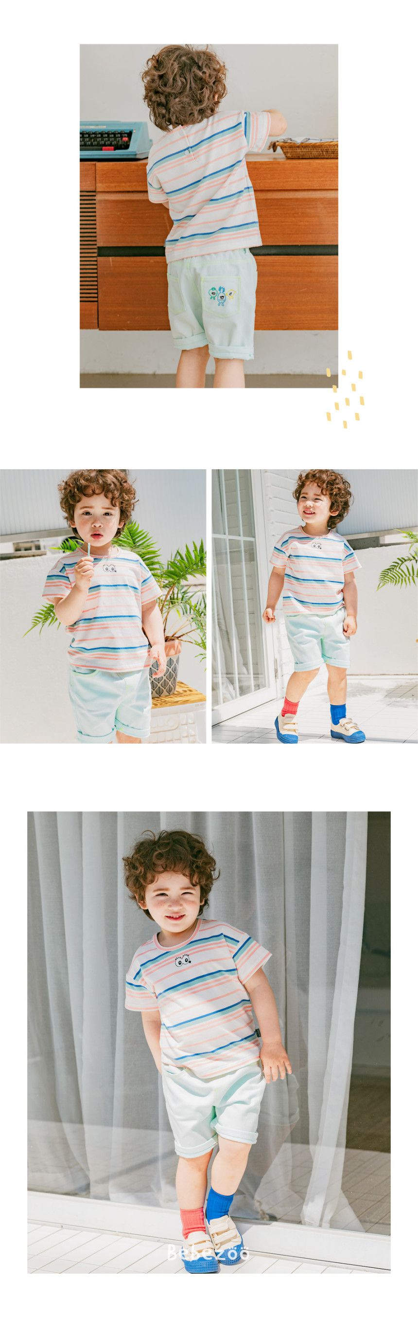 韓國 Bebezoo - 刺繡水果好朋友牛仔褲