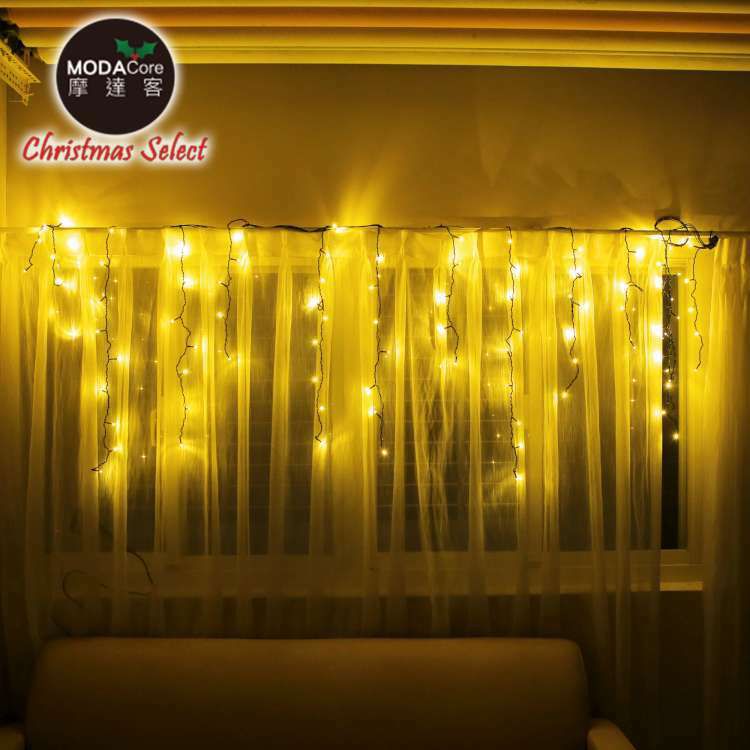 MODACore 摩達客 - LED燈100燈冰條燈聖誕燈情境裝飾燈-暖白光-黑線附贈IC控制器