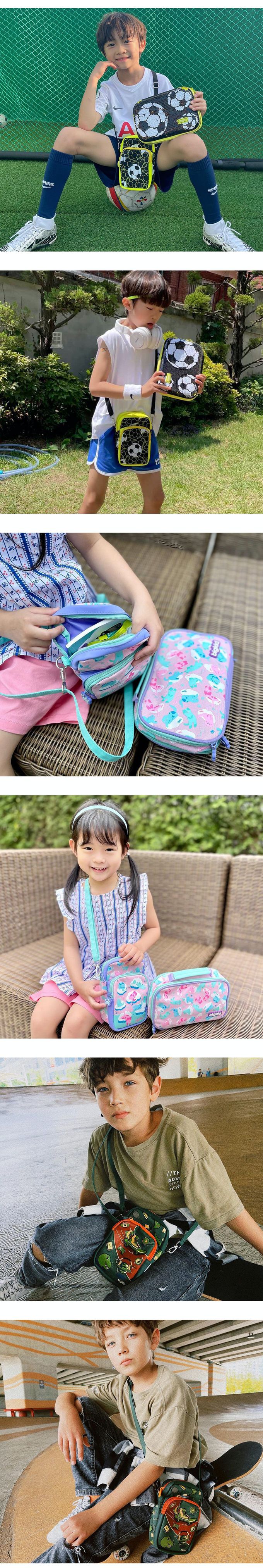 韓國 bigkid - (含背繩)外出用隨身斜背小包-運動恐龍 (18*11*5.8cm)