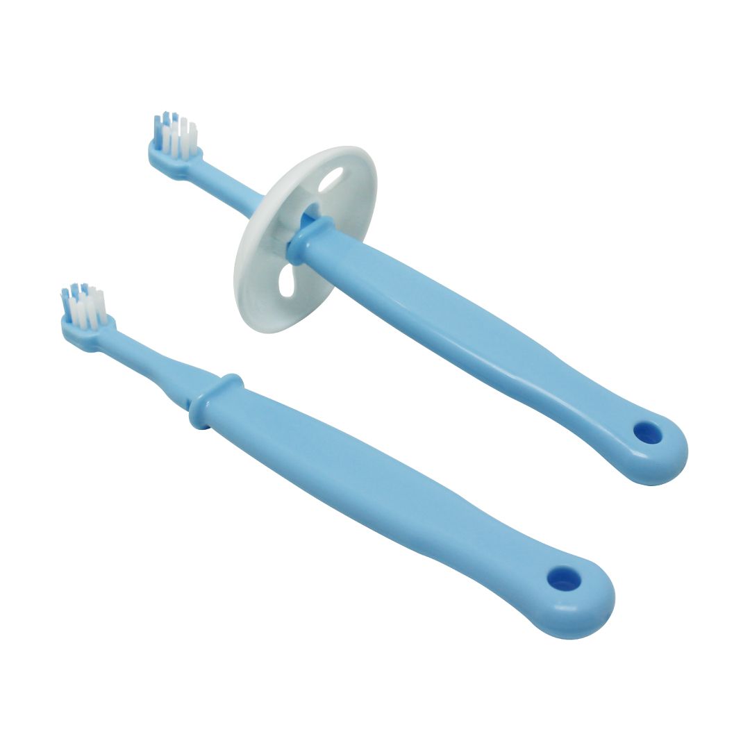 akachan honpo - always乳齒用防吞牙刷(直式)-2支組-藍色 (8個月以上)