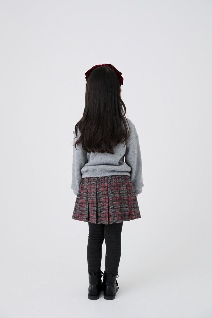 韓國 Coco Bang - 經典格紋混羊毛打褶內搭褲裙-灰