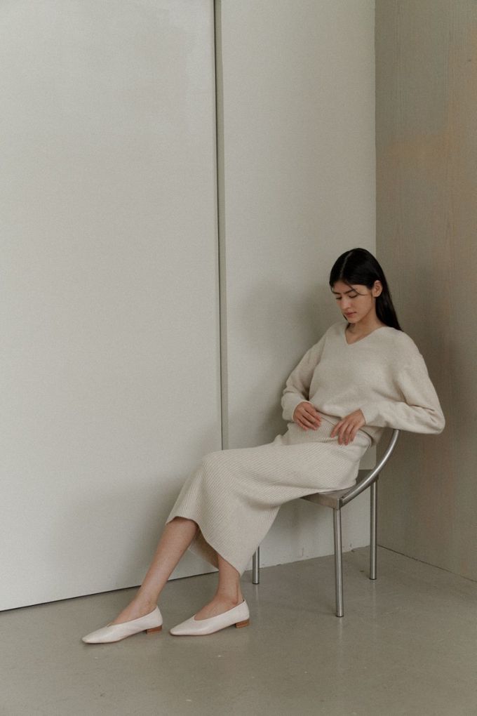 韓國女裝連線 - 彈性混羊毛坑條中長裙-灰 (FREE)