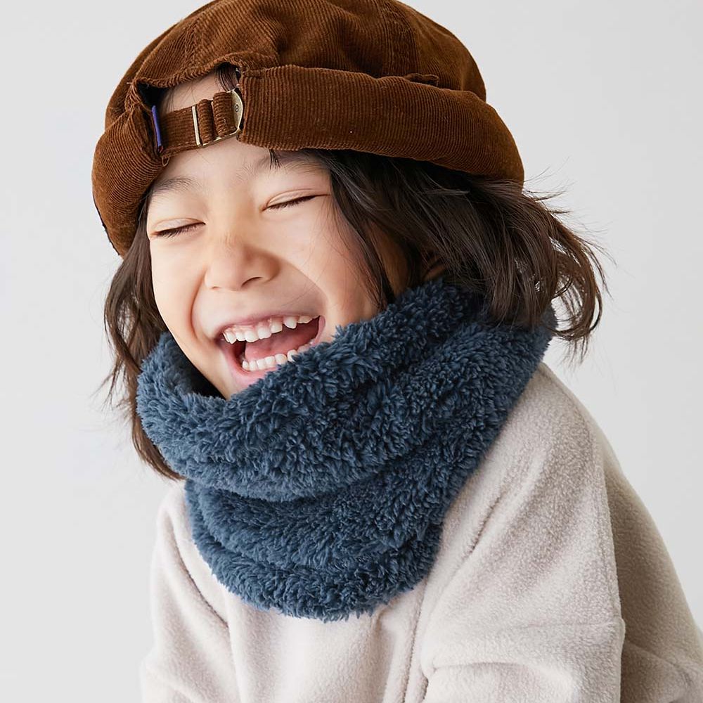 柔軟毛茸茸保暖圍脖(可調頸圍)-復古藍 (FREE)