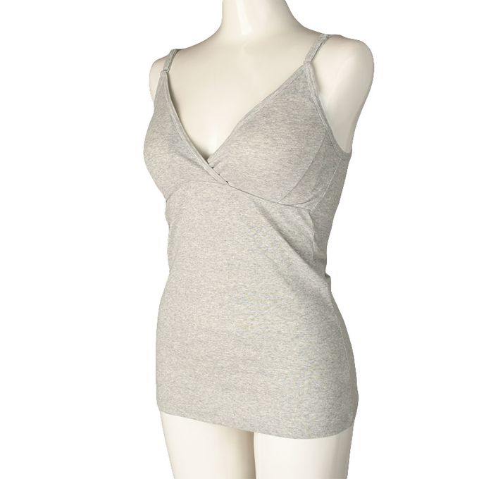 akachan honpo - 有機棉細肩帶背心-灰色