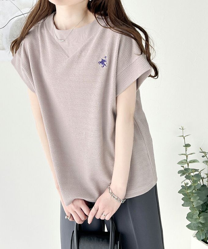 日本 Classical Elf - 有機棉logo刺繡法式袖上衣-摩卡