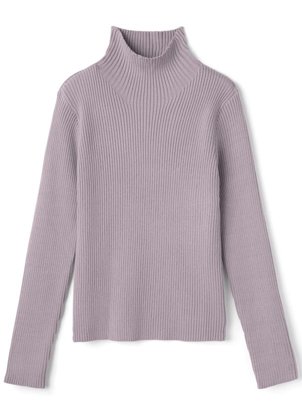 日本 GRL - 立領顯瘦彈性羅紋長袖上衣-皇家藍