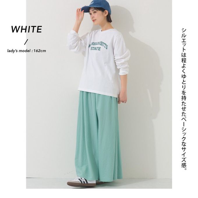 日本 OMNES - 100%棉 簡約英文標語長袖上衣-淺灰