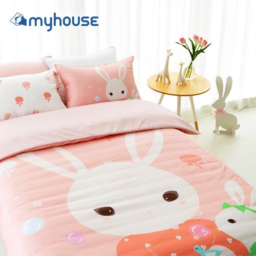 韓國 myhouse - 韓國超細纖維兩件式四季枕被組 - 兔寶家族
