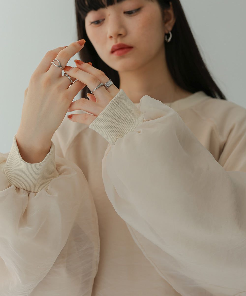 日本 Bab - [推薦]薄紗層次精緻女孩長袖上衣-淺卡其