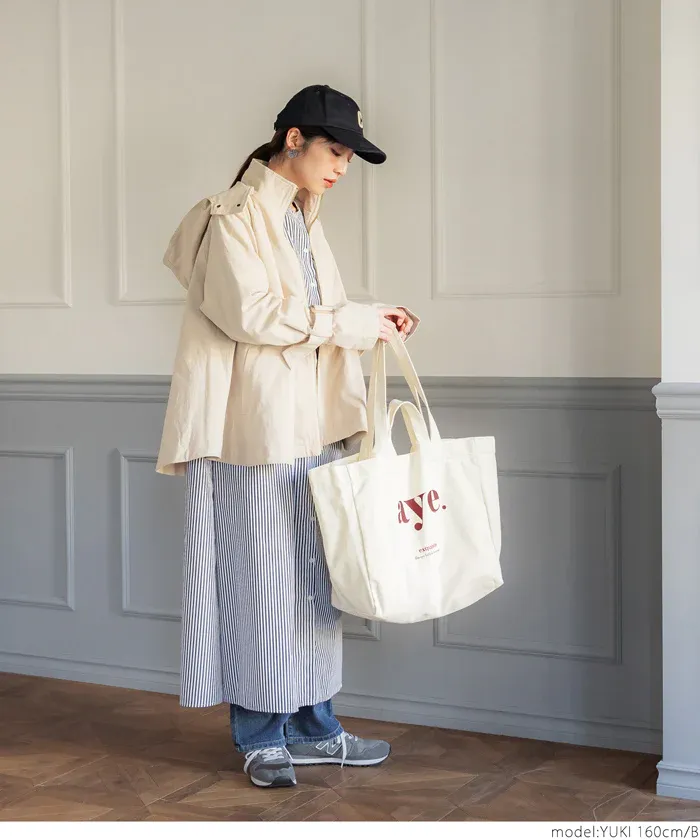 日本 COCA - 2WAY簡約大容量帆布袋-米白