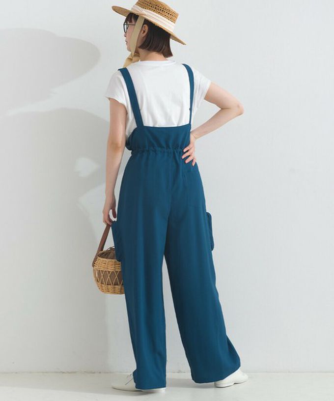 日本 Lupilien - 柔軟可愛抽繩束腰工裝風吊帶褲-灰藍