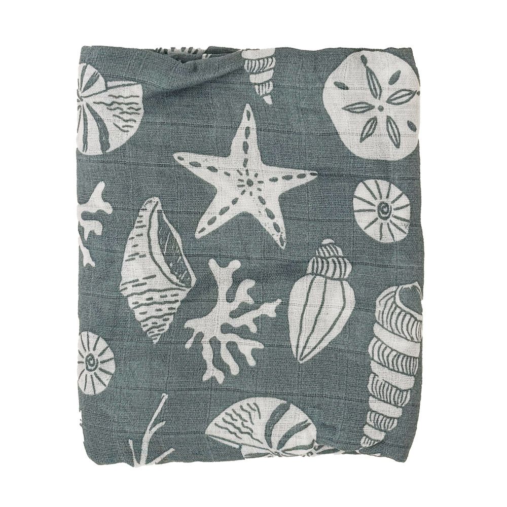 多功能紗布包巾 大尺寸 雙層純棉包巾蓋被-海星 (120*110cm)