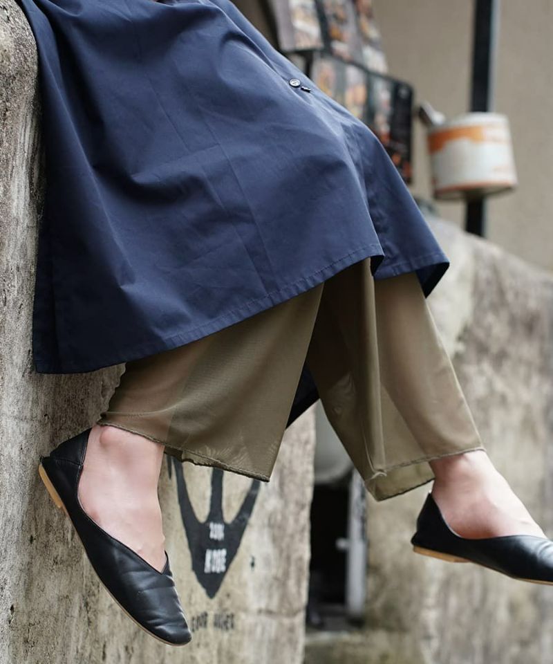 日本 zootie - 時尚透膚層次感穿搭內搭寬版長褲-網紗-深灰