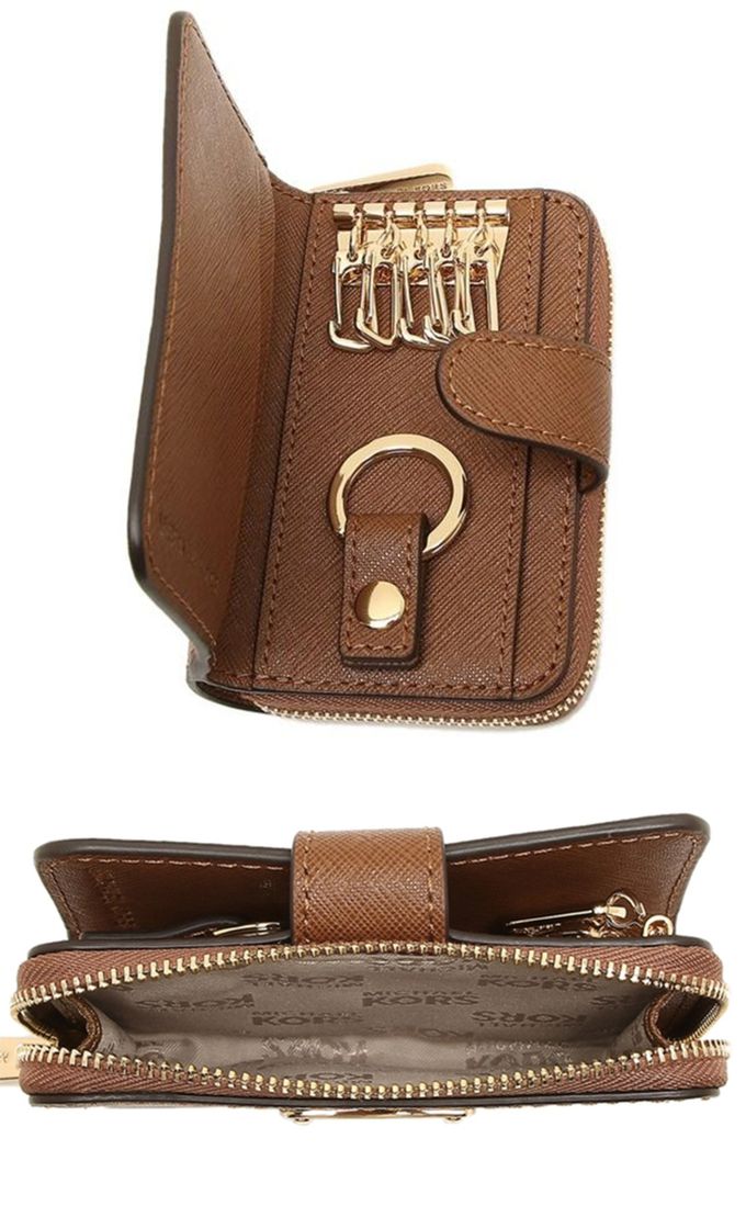 MICHAEL KORS - 飾牌LOGO皮革零錢包 (駝)