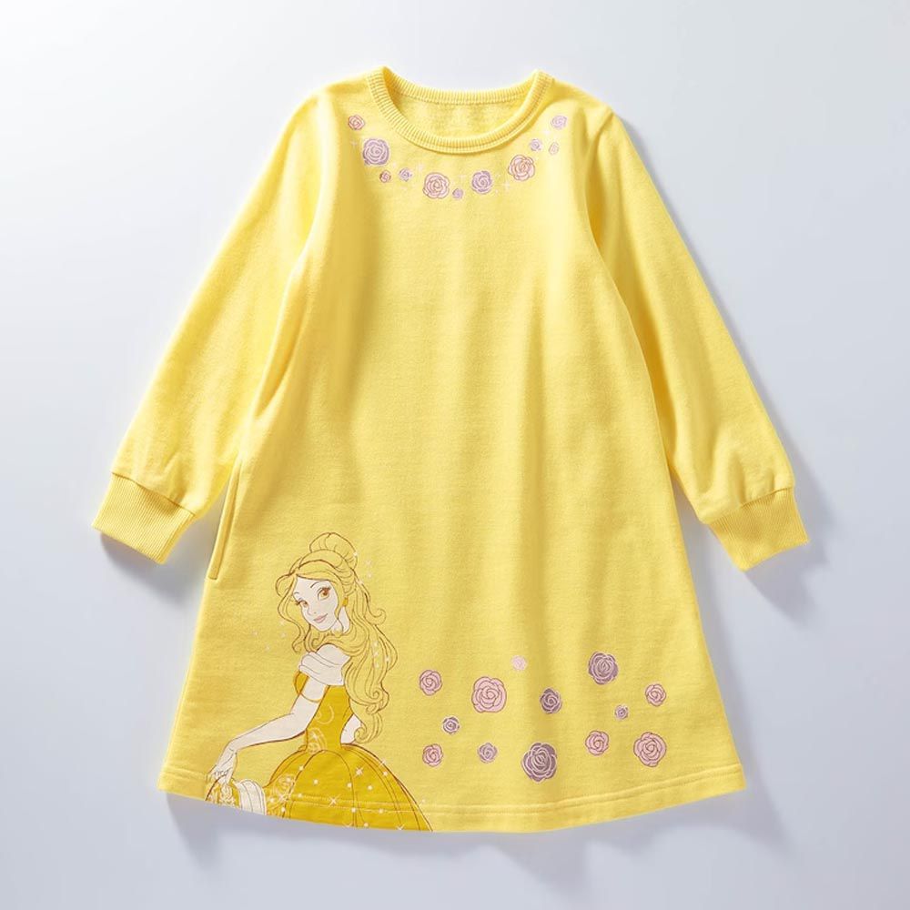 日本千趣會 - 聯名款 甜美公主印花裏毛長袖洋裝-嫩黃