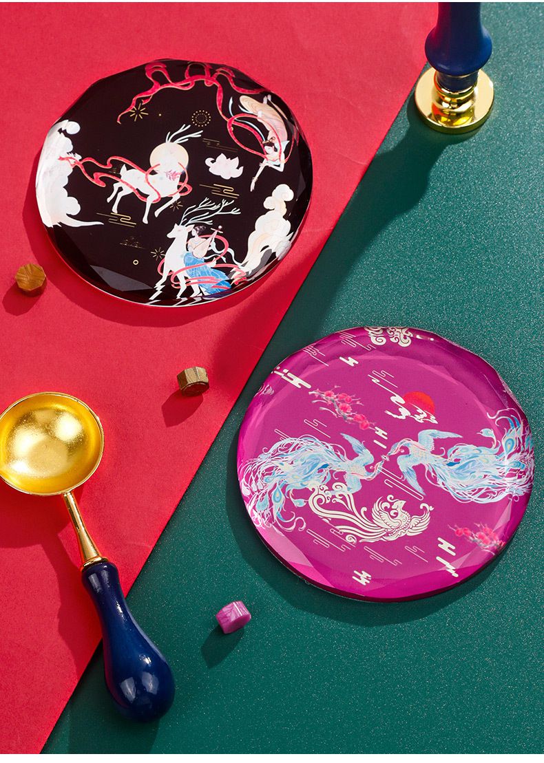 火漆章冷卻水晶墊板-繁星墜落 (8.5x8.5cm)