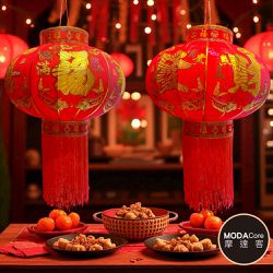 MODACore 摩達客 - ◉春節開運招財◉65x80cm年節元宵金線大紅燈籠吊飾2入組(不含燈)