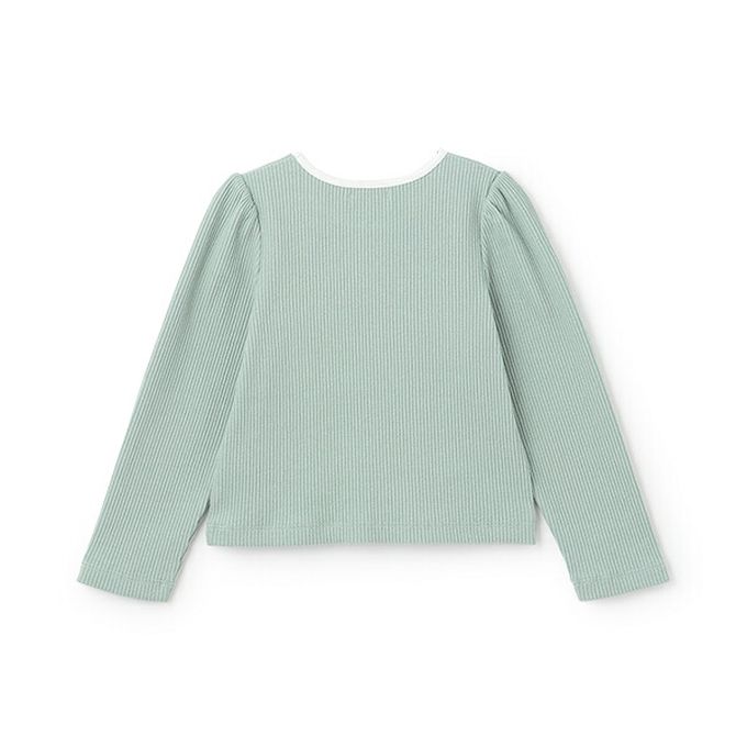 日本 Lycee mine - 愛心鏤空羅紋長袖上衣-薄荷綠