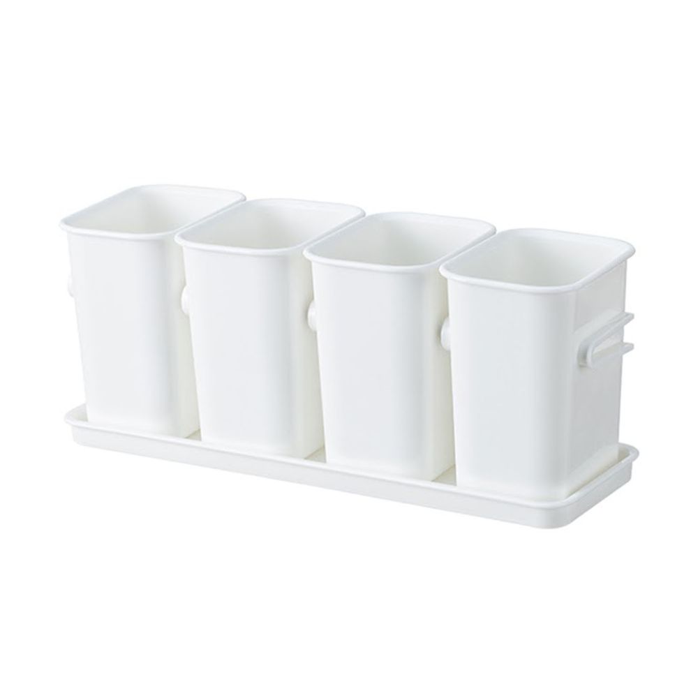 日本霜山 - 4格分類餐具/小物瀝水收納盒(附托盤)