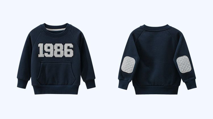 棉質長袖大學T-數字1986-灰色