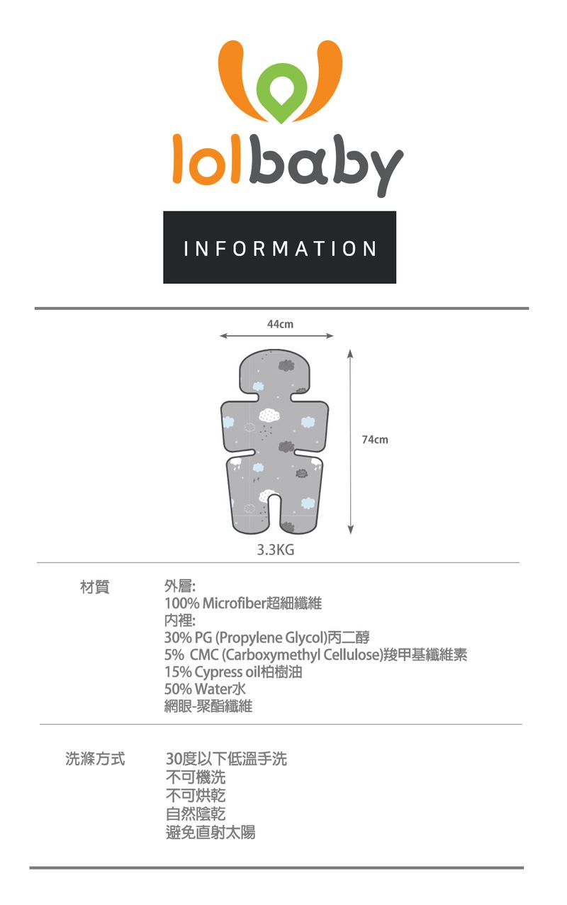 韓國Lolbaby - Hi Jell-O蒟蒻涼感推車座墊-防水隔尿款-(水湖塗鴉)