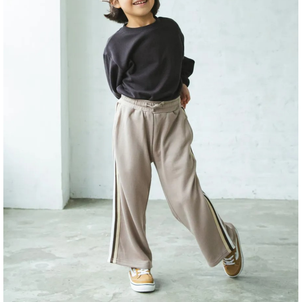 裏毛 寬鬆休閒長褲-灰杏