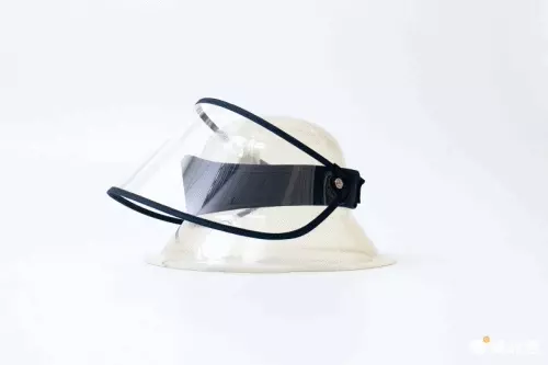 兒童加寬透明防飛沫面罩空頂帽-可調節角度-黑色